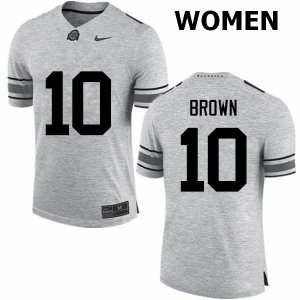 NCAA Ohio State Buckeyes Women's #10 Corey Brown Gray Nike Football College Jersey OTU8545ZA